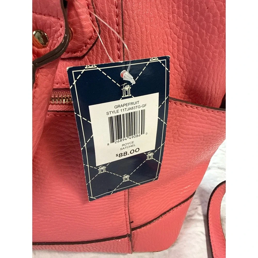 Tignanello Royce Satchel Womens‎ Medium Grapefruit Pink New Pebbled Leather Bag